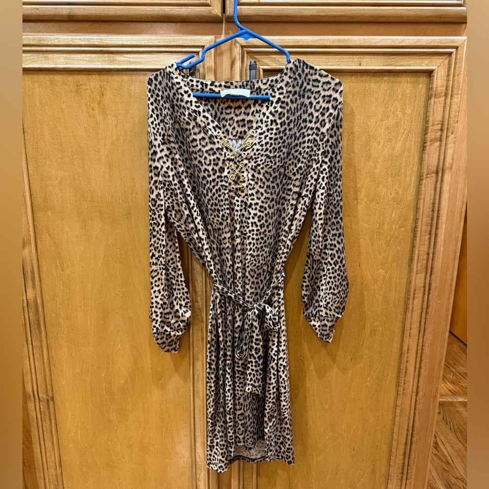 Michael Kors Animal Print Long Sleeve Dress